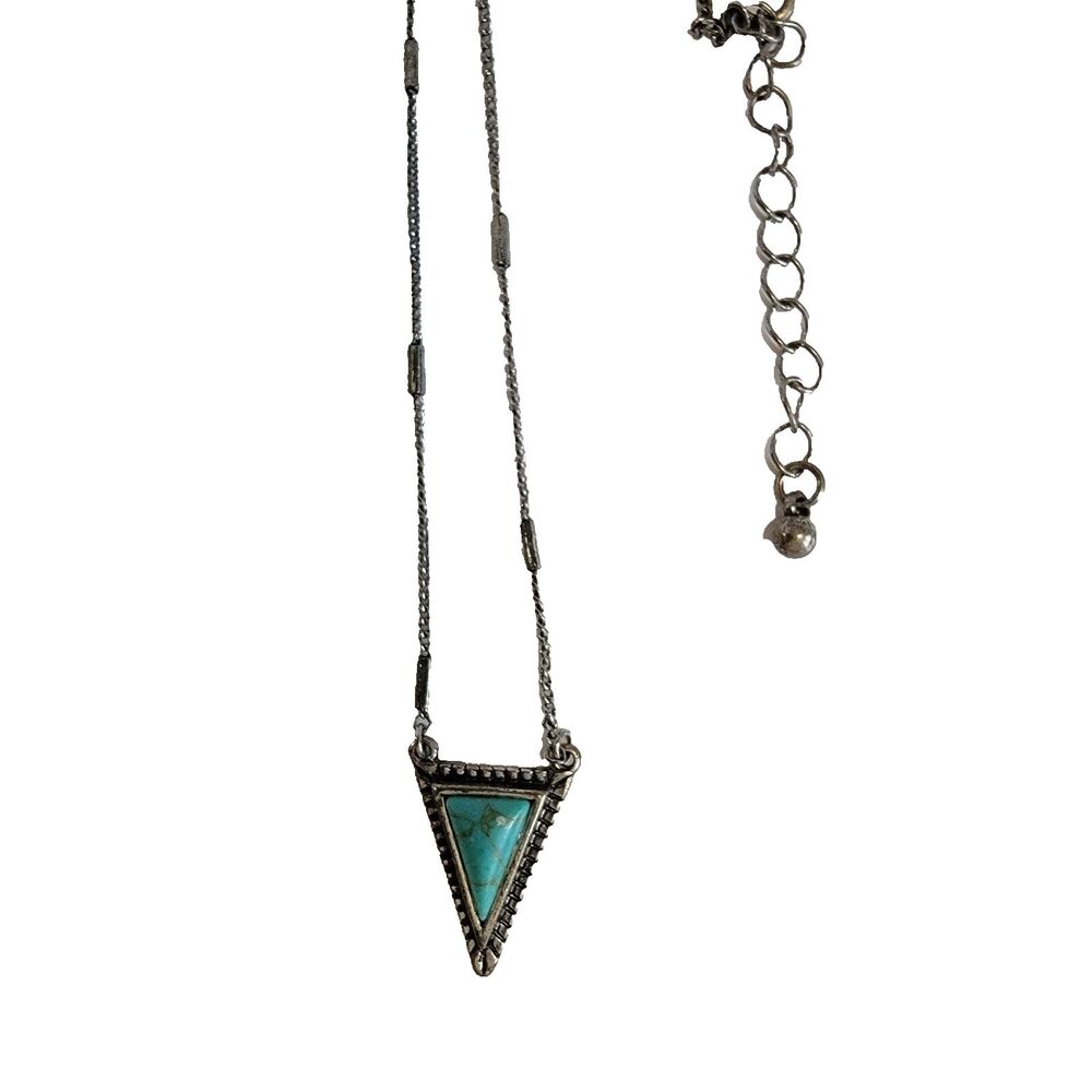 Hiouchijewels Triangle Shaped Blue Turquoise Vintage Necklace - Picture 4 of 5